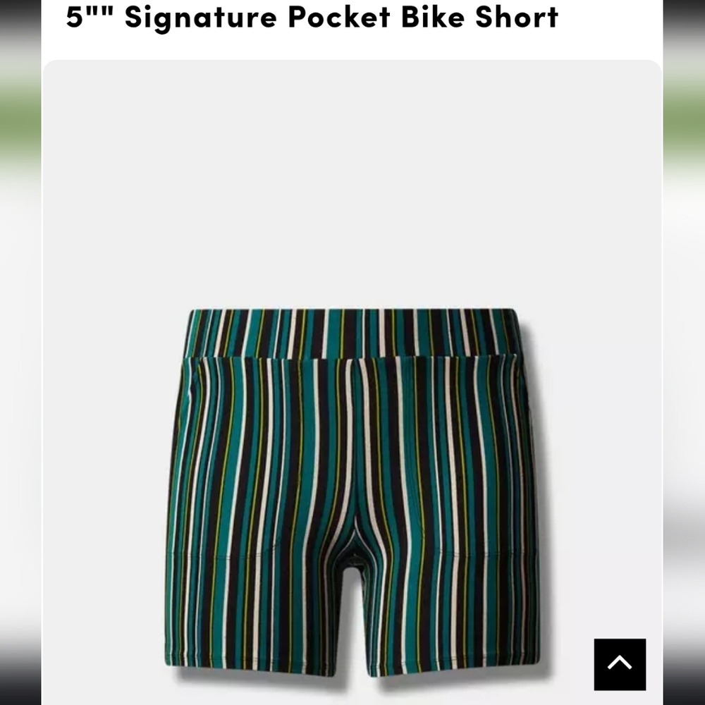 NWT Torrid 3x Black and Green Striped Bike Shorts with Pockets - Picture 2 of 13
